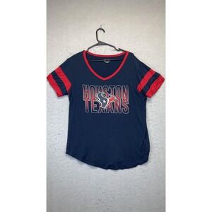 Houston Texans Shirt Womens‎ Large Navy Red V-Neck NFL Football Team Apparel